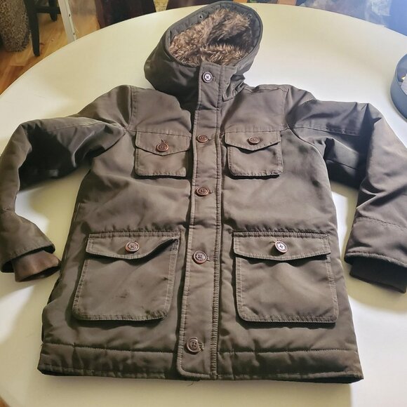 Abercrombie Kids Olive Green Coat with Faux Fur Lining Sz 11/12 -read desc - Picture 9 of 16